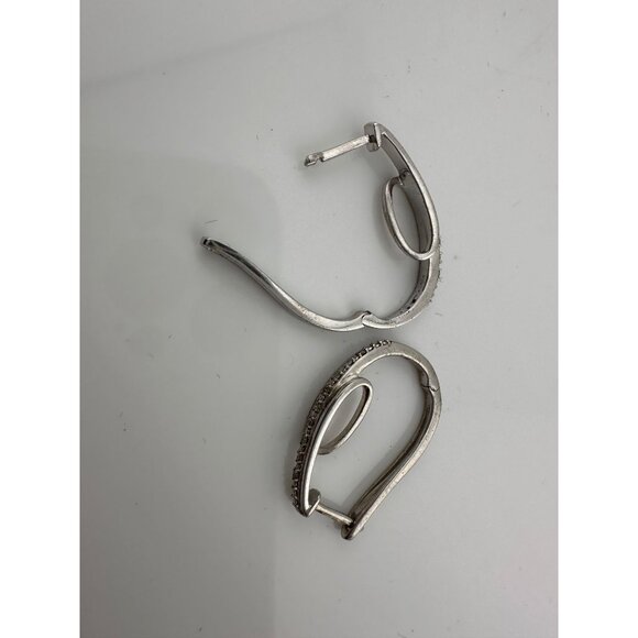 Natural Diamond Loop Hoop Earrings - Picture 15 of 15